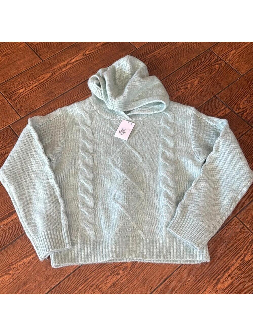 Primark Wool light mint green sweater with hood Size 10-11 Years Old